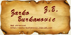 Žarko Burkanović vizit kartica